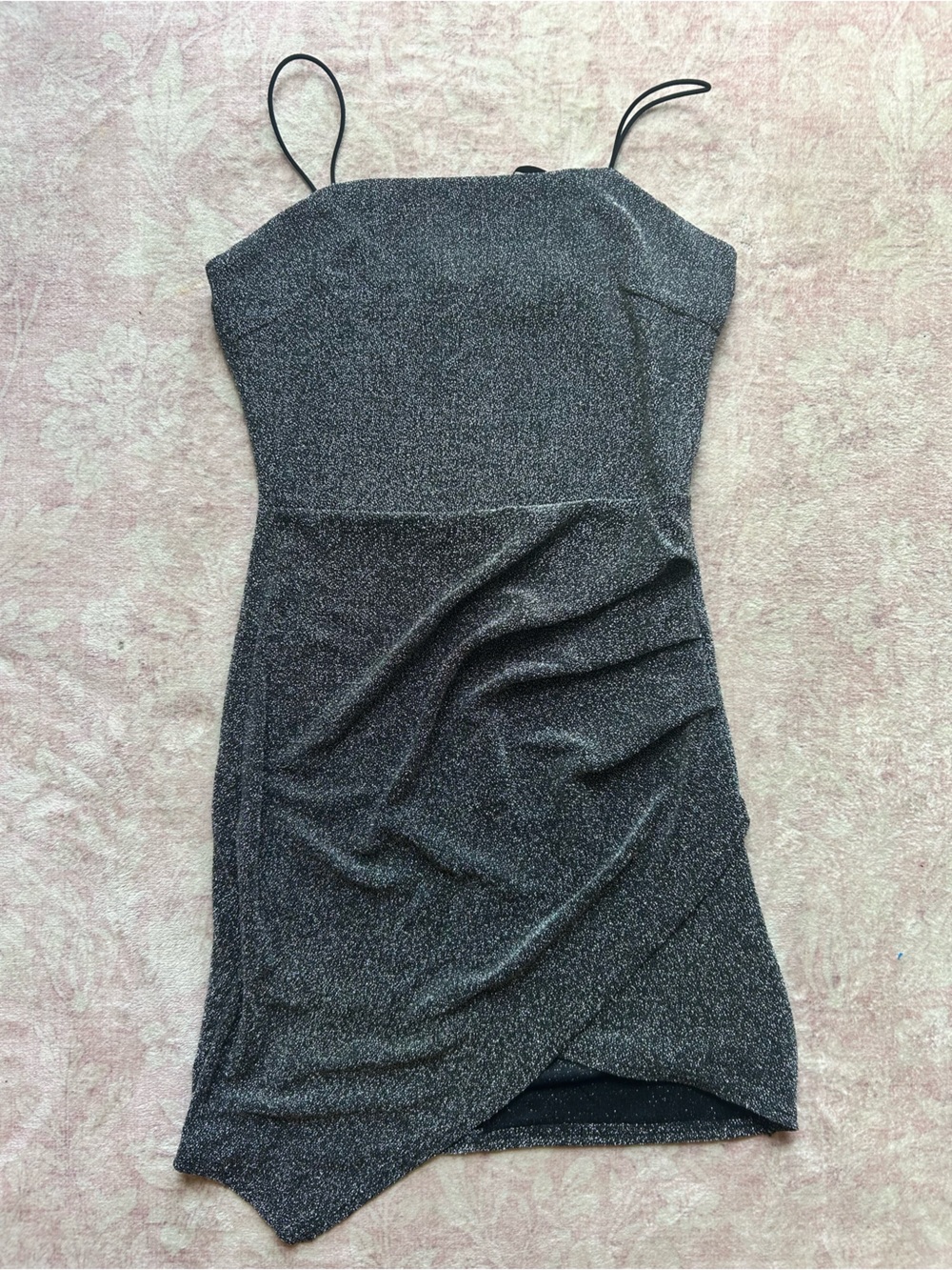She + Sky Silver Shimmer One-Shoulder Dress